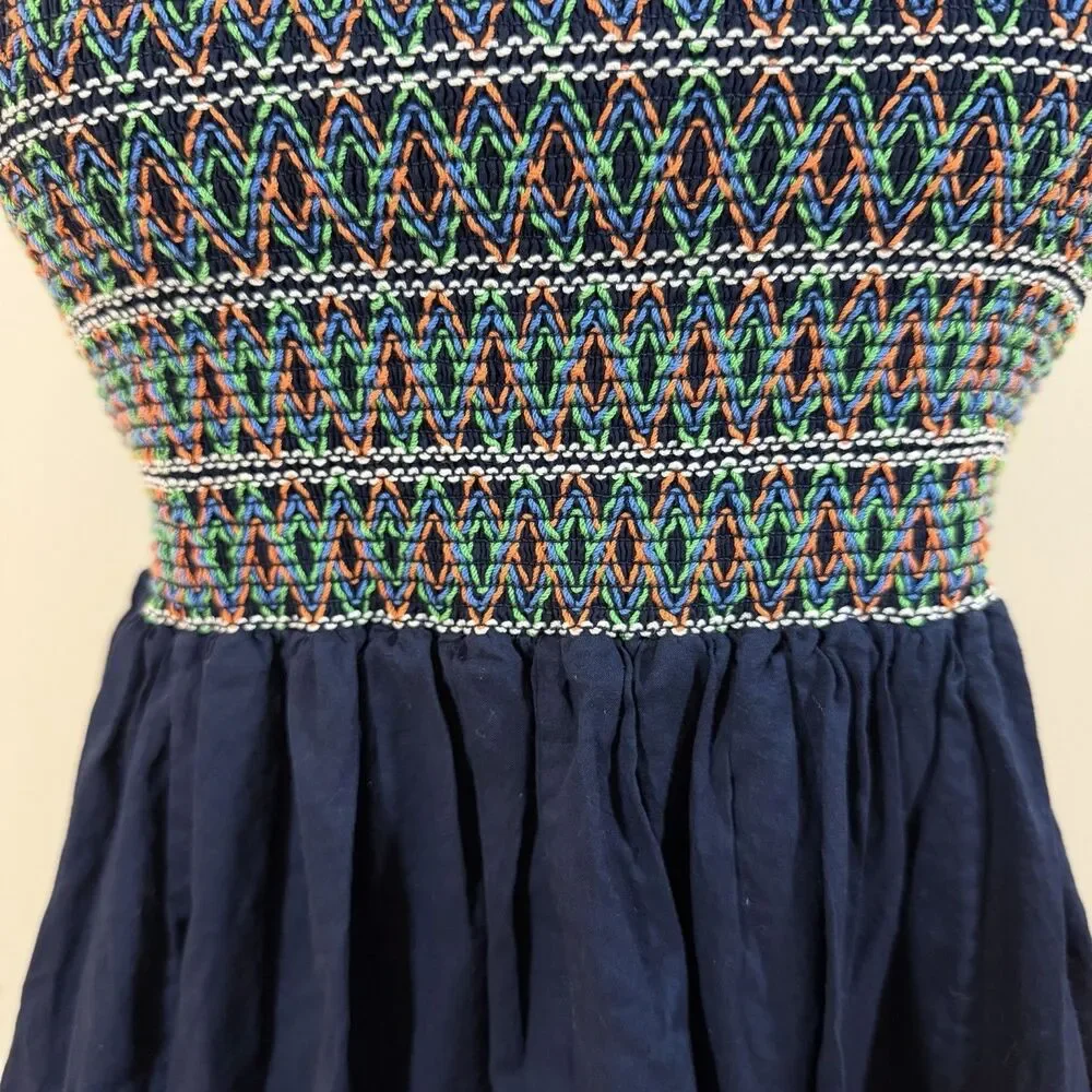 Tory Burch $358 Convertible Smocked Coverup Dress & Skirt Navy Blue M Vacation